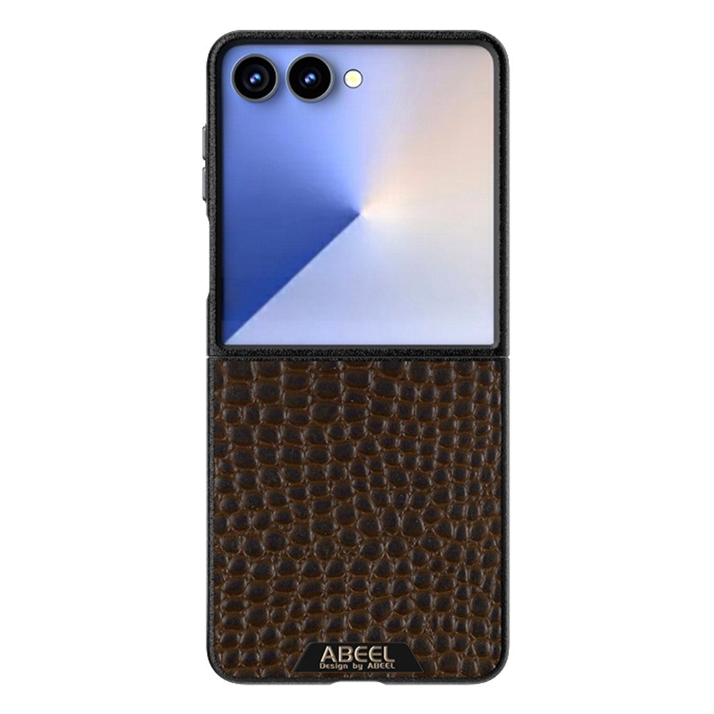 ABEEL For Samsung Galaxy Z Flip7 5G Case Compatible with MagSafe Crocodile Texture Micro-Embossing Back Cover - Coffee