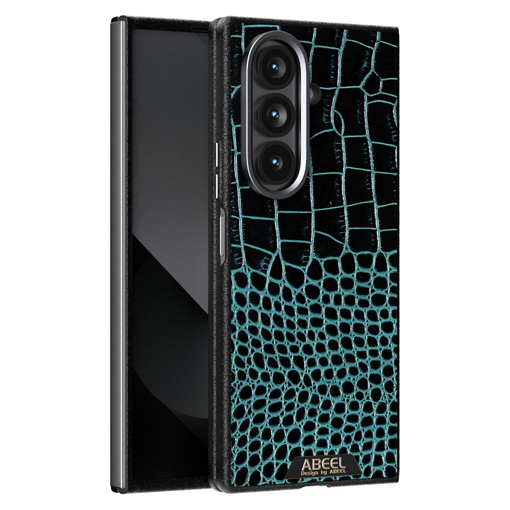 ABEEL For Samsung Galaxy Z Fold7 5G Case Compatible with MagSafe Crocodile Texture Micro-Embossing Back Cover - Green