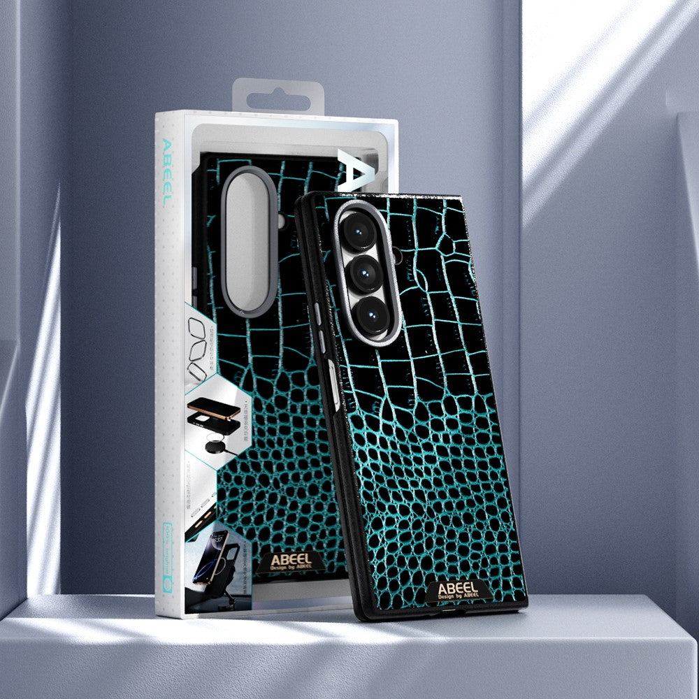 ABEEL For Samsung Galaxy Z Fold7 5G Case Compatible with MagSafe Crocodile Texture Micro-Embossing Back Cover - Red