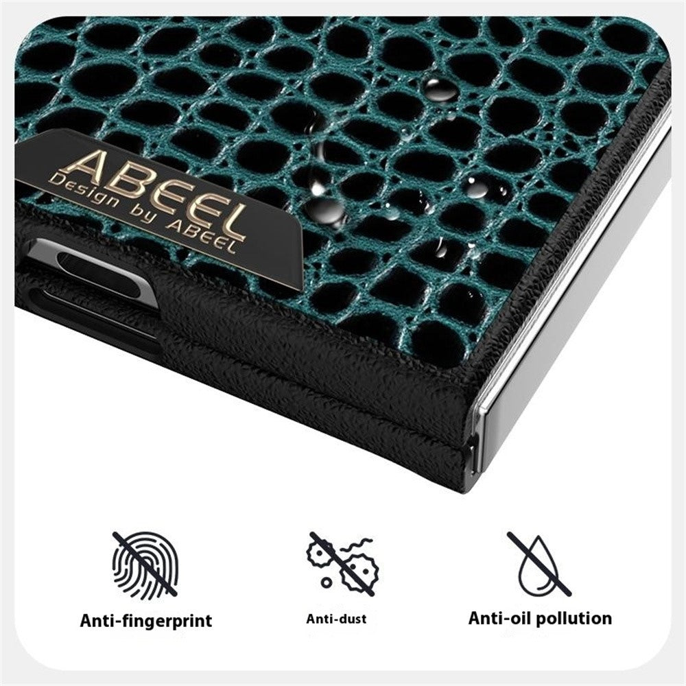 ABEEL For Samsung Galaxy Z Fold7 5G Case Compatible with MagSafe Crocodile Texture Micro-Embossing Back Cover - Black