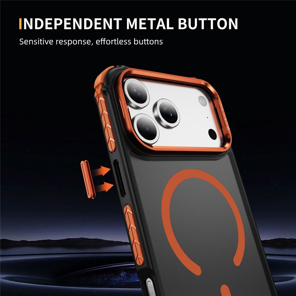 For iPhone 17 Pro Max Case with Lens Kickstand Matte Phone Back Cover Compatible with MagSafe - Orange