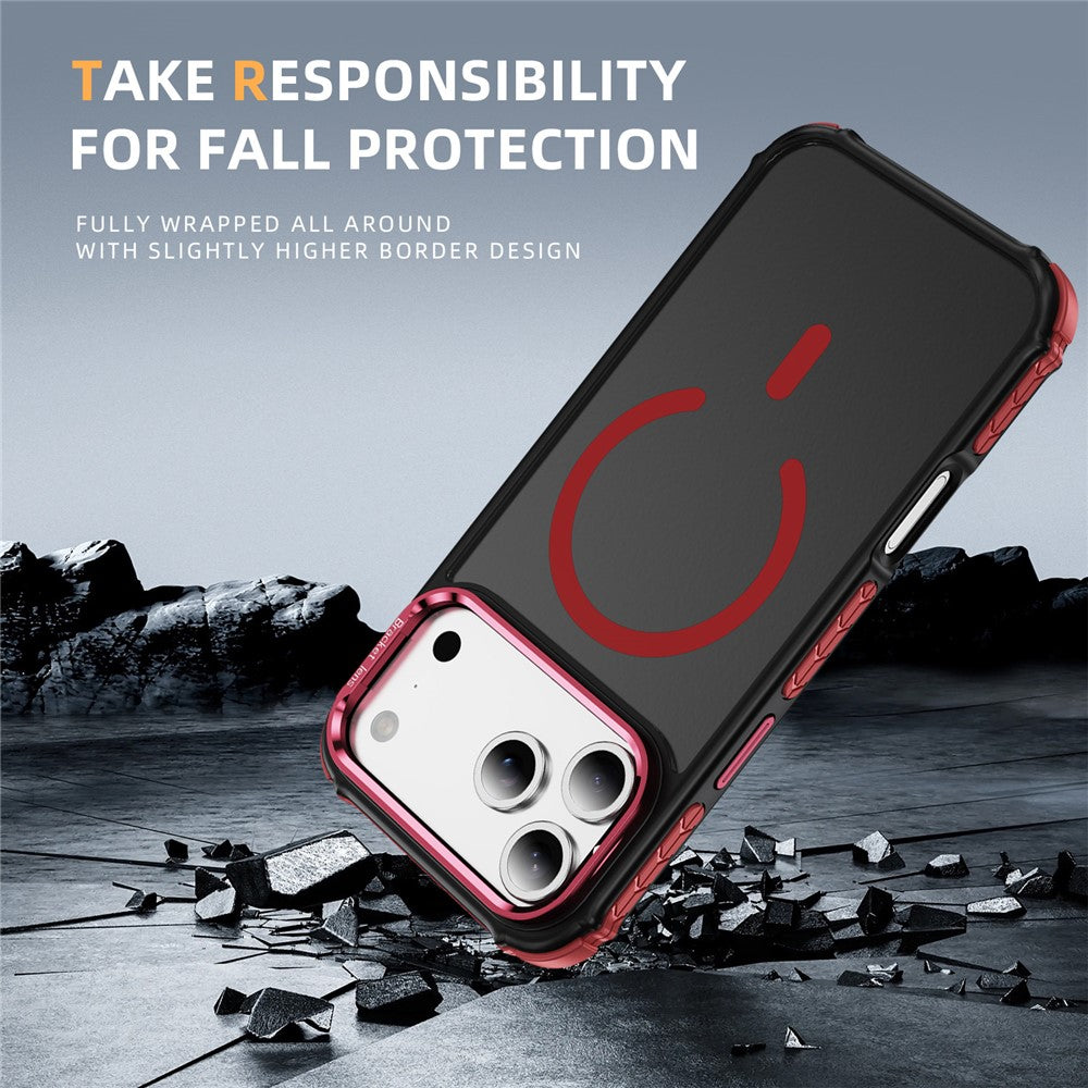 For iPhone 17 Pro Max Case with Lens Kickstand Matte Phone Back Cover Compatible with MagSafe - Red