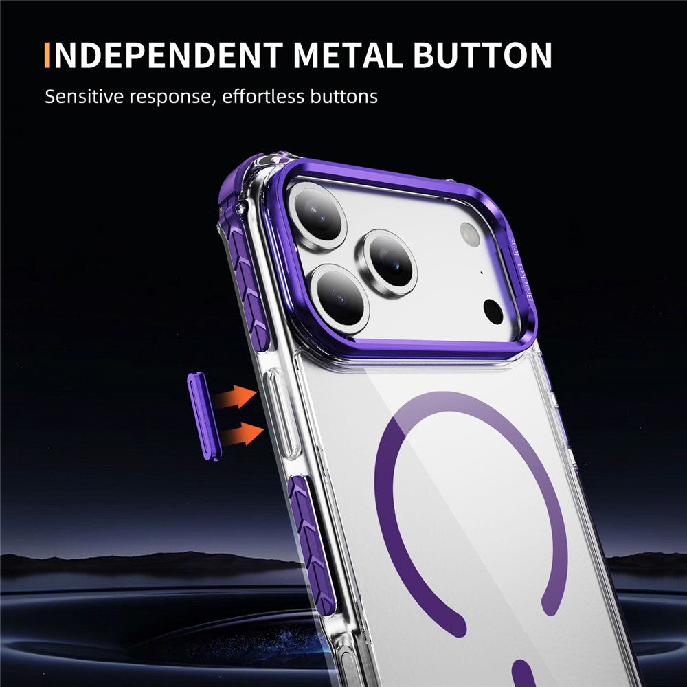 For iPhone 17 Pro Max Clear Phone Case with Lens Kickstand Cover Compatible with MagSafe - Purple
