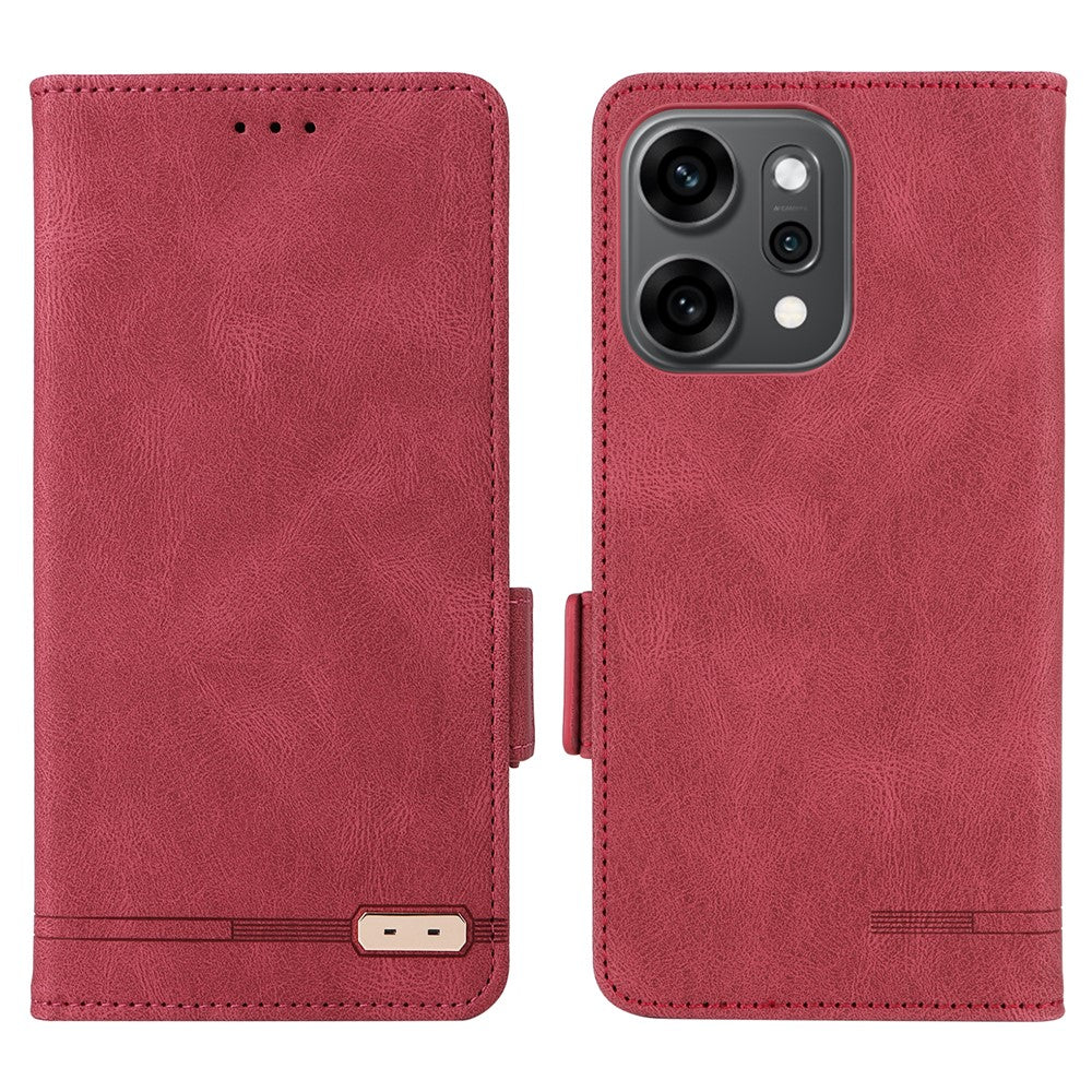 For Oppo Reno14 Pro 5G (Global) Case Leather Wallet Flip Phone Cover with Hardware Decor - Rose