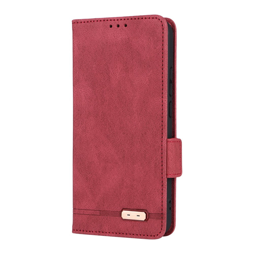For Oppo Reno14 Pro 5G (Global) Case Leather Wallet Flip Phone Cover with Hardware Decor - Rose