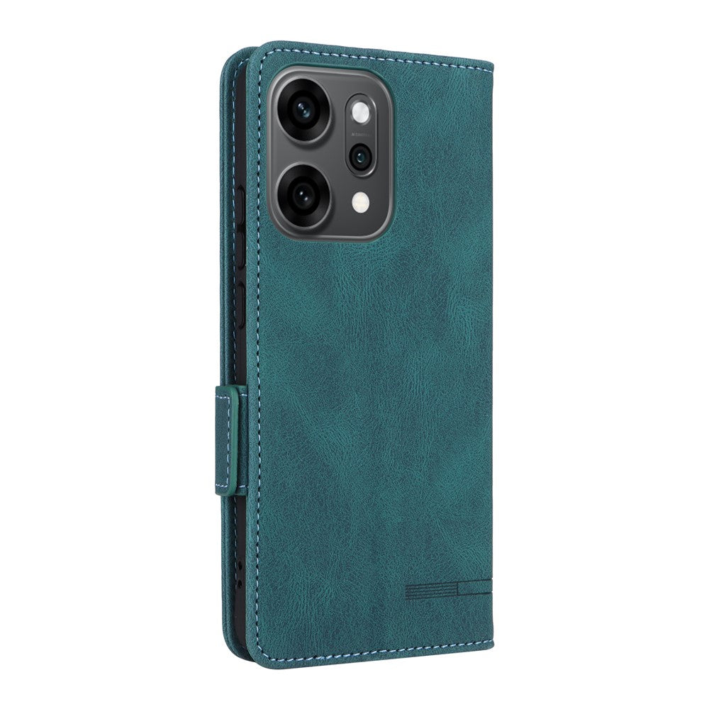 For Oppo Reno14 Pro 5G (Global) Case Leather Wallet Flip Phone Cover with Hardware Decor - Blue
