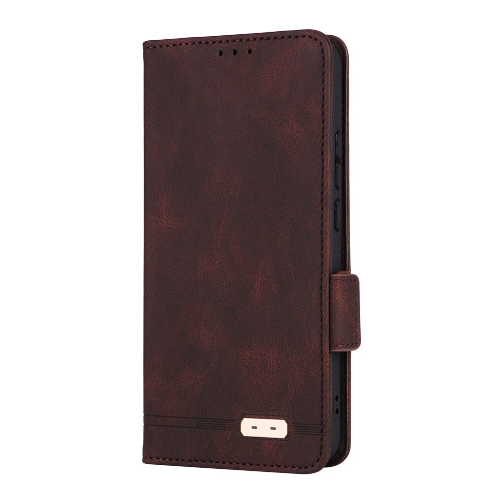 For Oppo Reno14 Pro 5G (Global) Case Leather Wallet Flip Phone Cover with Hardware Decor - Coffee