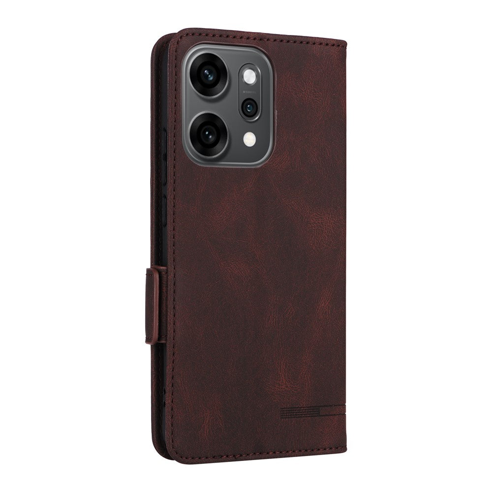 For Oppo Reno14 Pro 5G (Global) Case Leather Wallet Flip Phone Cover with Hardware Decor - Coffee