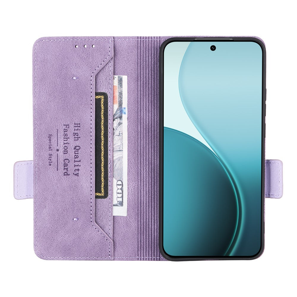 For Oppo Reno14 Pro 5G (Global) Case Leather Wallet Flip Phone Cover with Hardware Decor - Purple