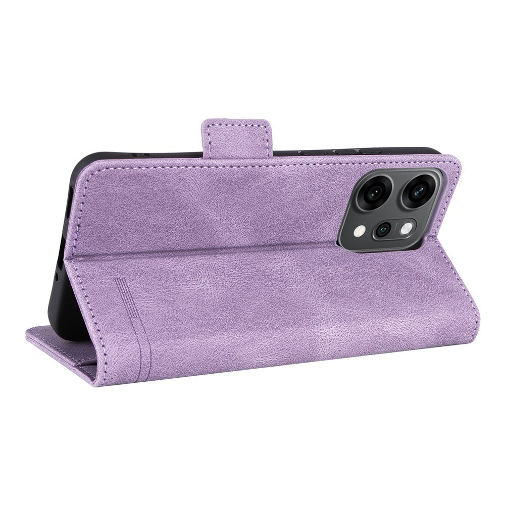 For Oppo Reno14 Pro 5G (Global) Case Leather Wallet Flip Phone Cover with Hardware Decor - Purple