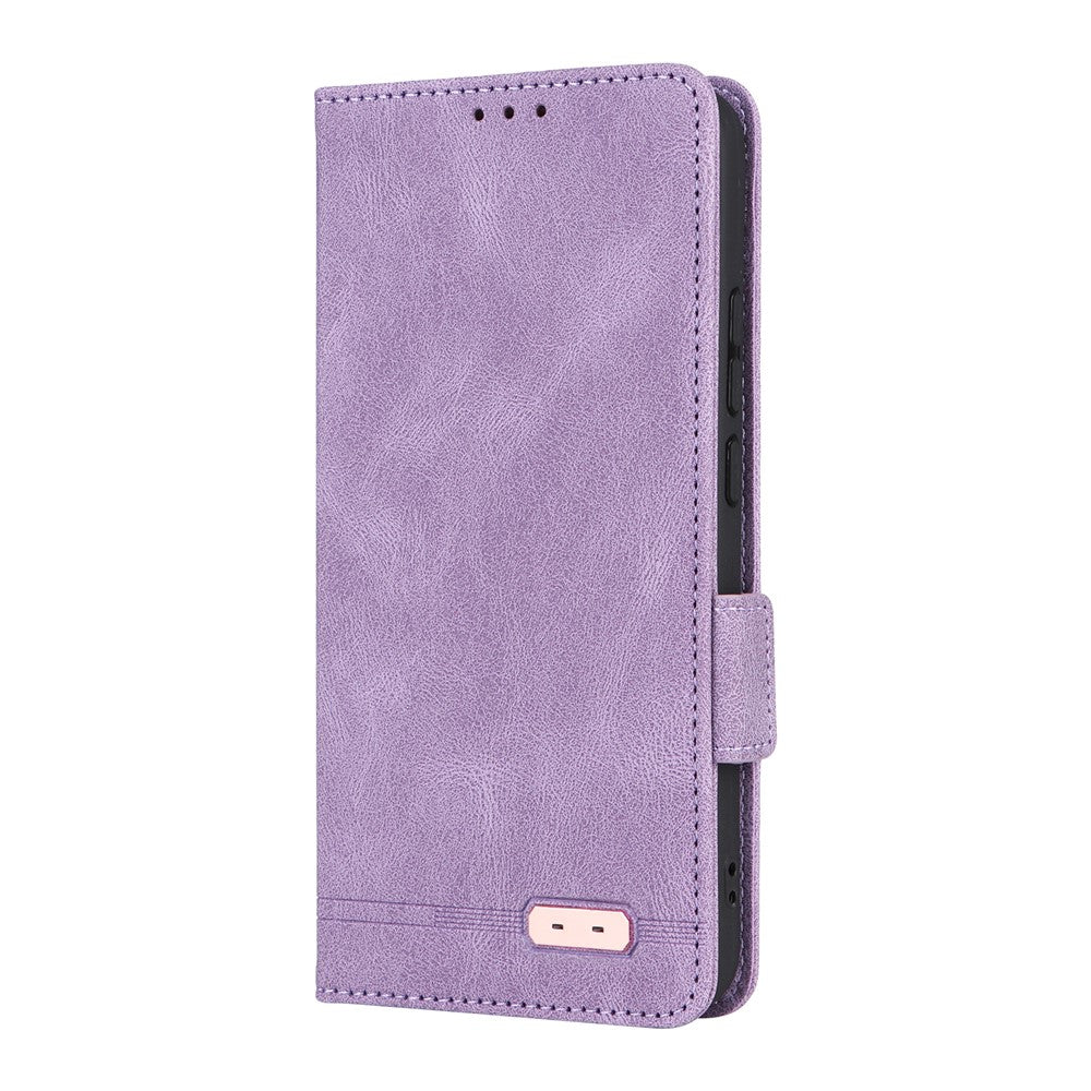 For Oppo Reno14 Pro 5G (Global) Case Leather Wallet Flip Phone Cover with Hardware Decor - Purple