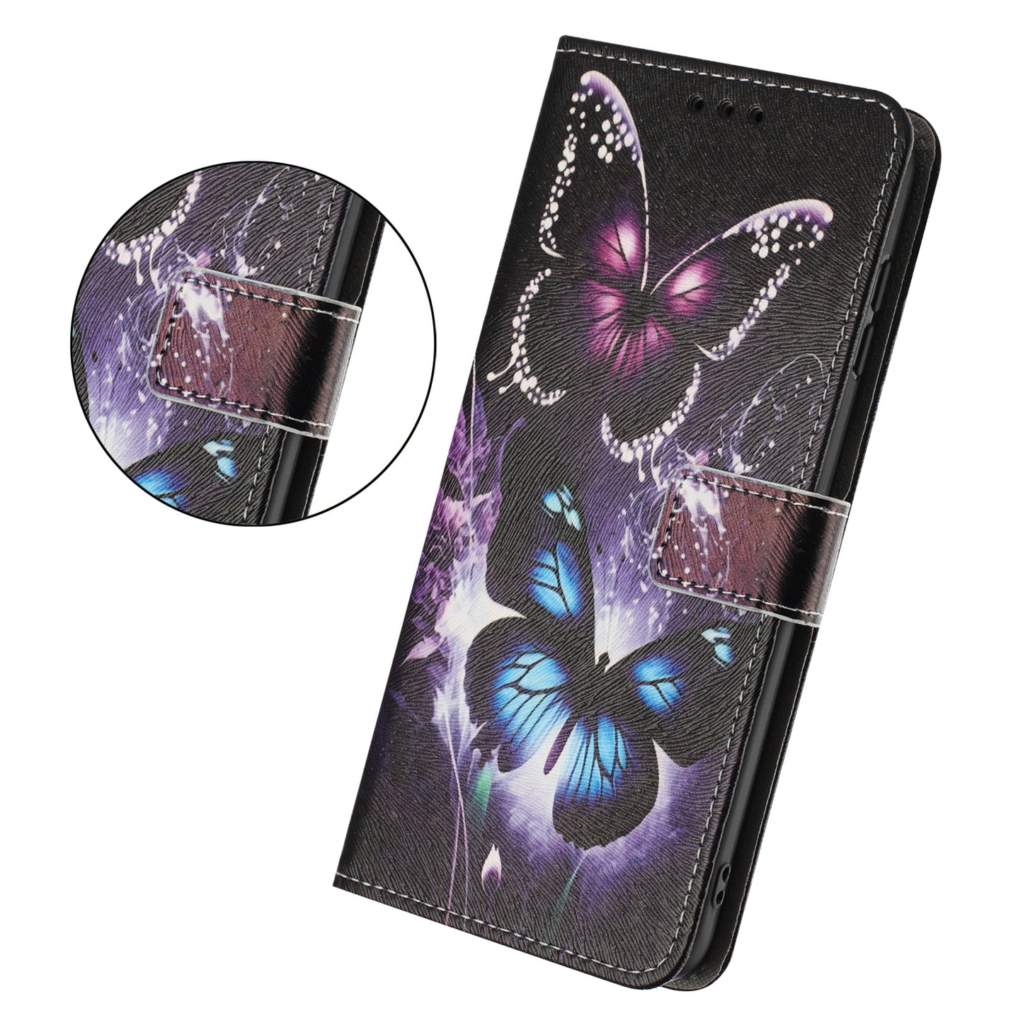 For Oppo Reno14 Pro 5G (China) / Oppo Reno14 Pro 5G (Global) Wallet Case Pattern Printing PU Leather Phone Cover with Lanyard - Two Butterflies