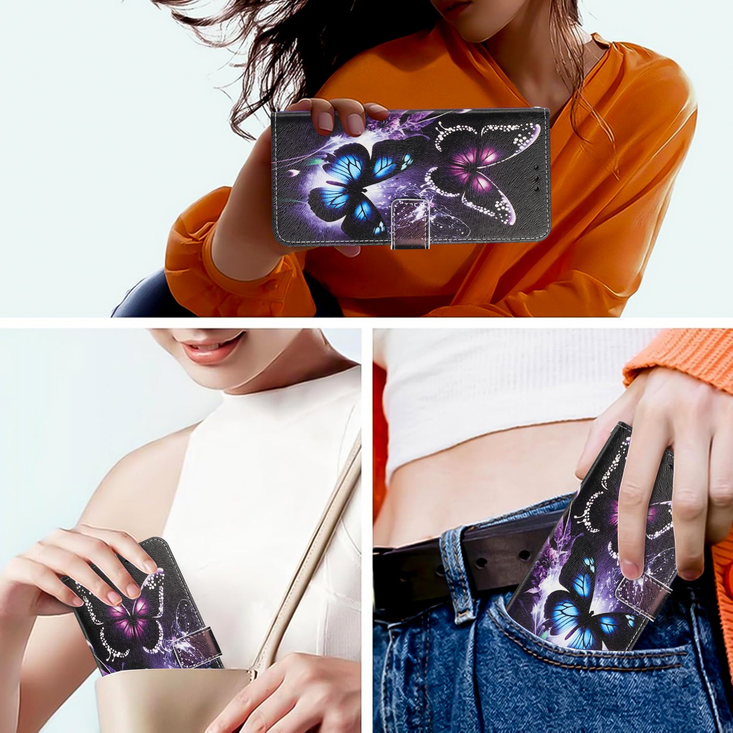 For Oppo Reno14 Pro 5G (China) / Oppo Reno14 Pro 5G (Global) Wallet Case Pattern Printing PU Leather Phone Cover with Lanyard - Two Butterflies