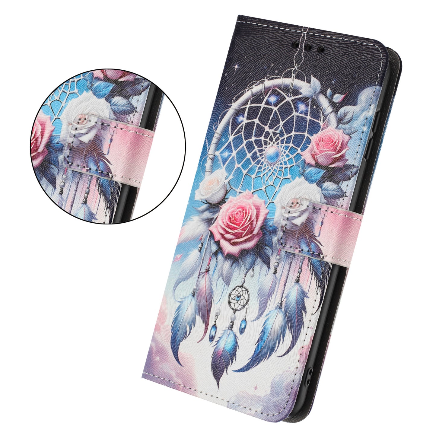 For Oppo Reno14 Pro 5G (China) / Oppo Reno14 Pro 5G (Global) Wallet Case Pattern Printing PU Leather Phone Cover with Lanyard - Flower Wind Chime