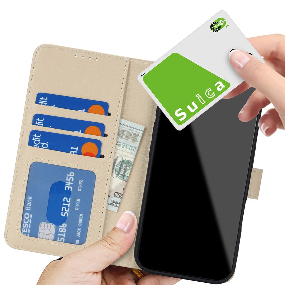 For iPhone 17 Pro Max Stand Case Shockproof Leather Wallet Phone Cover - Beige