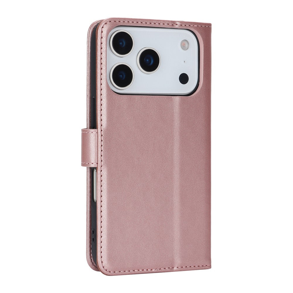 For iPhone 17 Pro Max Stand Case Shockproof Leather Wallet Phone Cover - Rose Gold