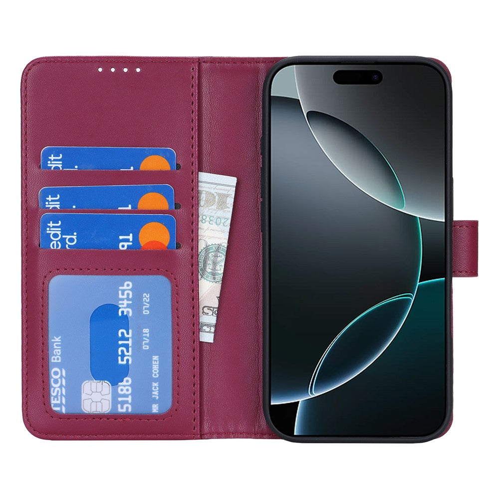 For iPhone 17 Pro Max Stand Case Shockproof Leather Wallet Phone Cover - Red