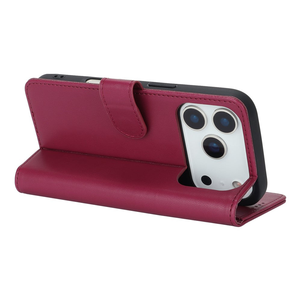 For iPhone 17 Pro Max Stand Case Shockproof Leather Wallet Phone Cover - Red