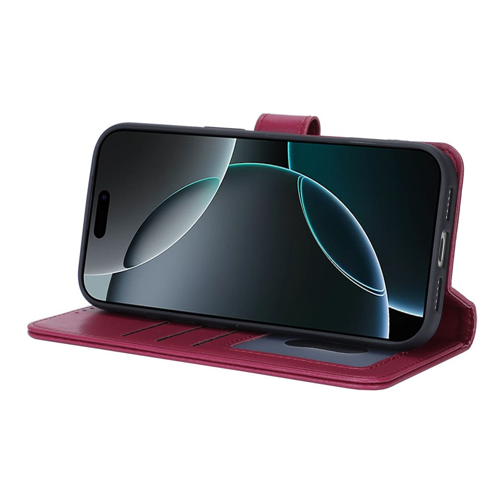 For iPhone 17 Pro Max Stand Case Shockproof Leather Wallet Phone Cover - Red