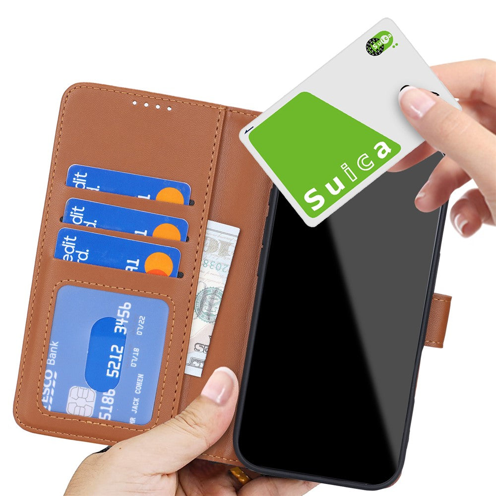 For iPhone 17 Pro Max Stand Case Shockproof Leather Wallet Phone Cover - Light Brown