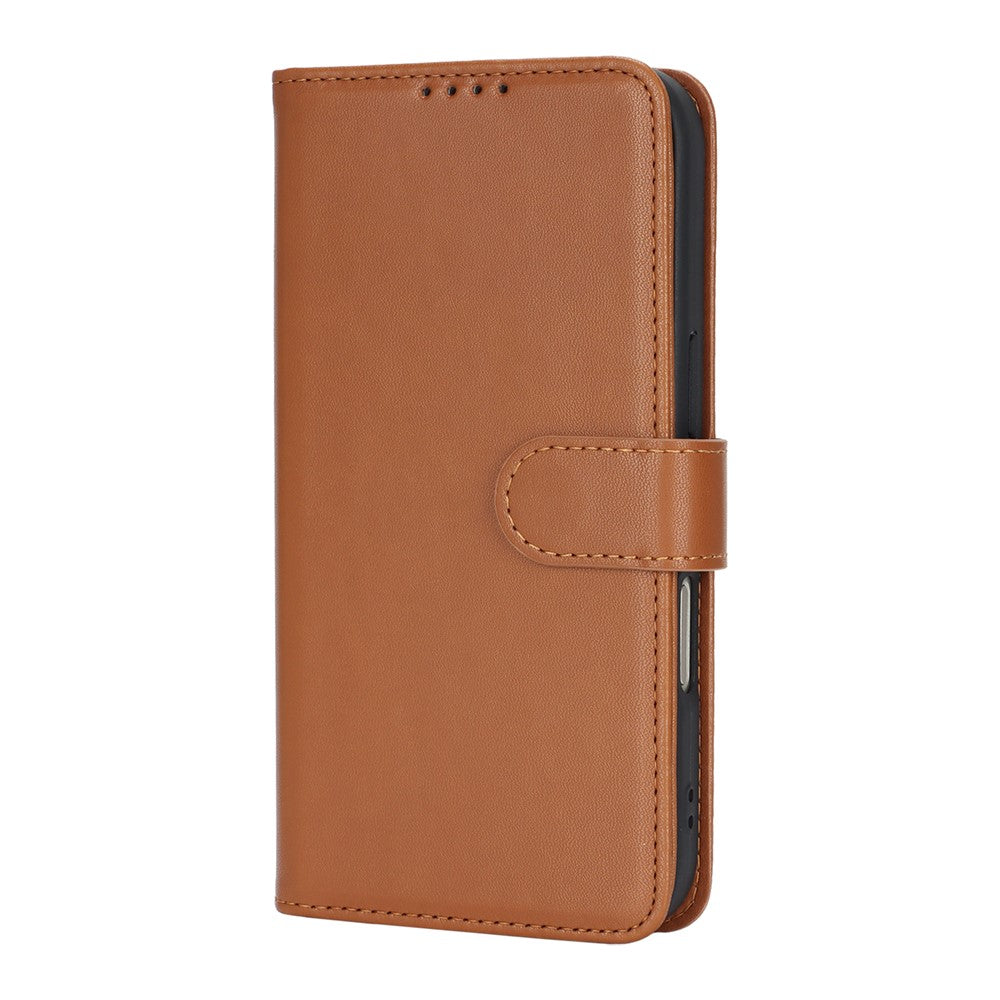 For iPhone 17 Pro Max Stand Case Shockproof Leather Wallet Phone Cover - Light Brown