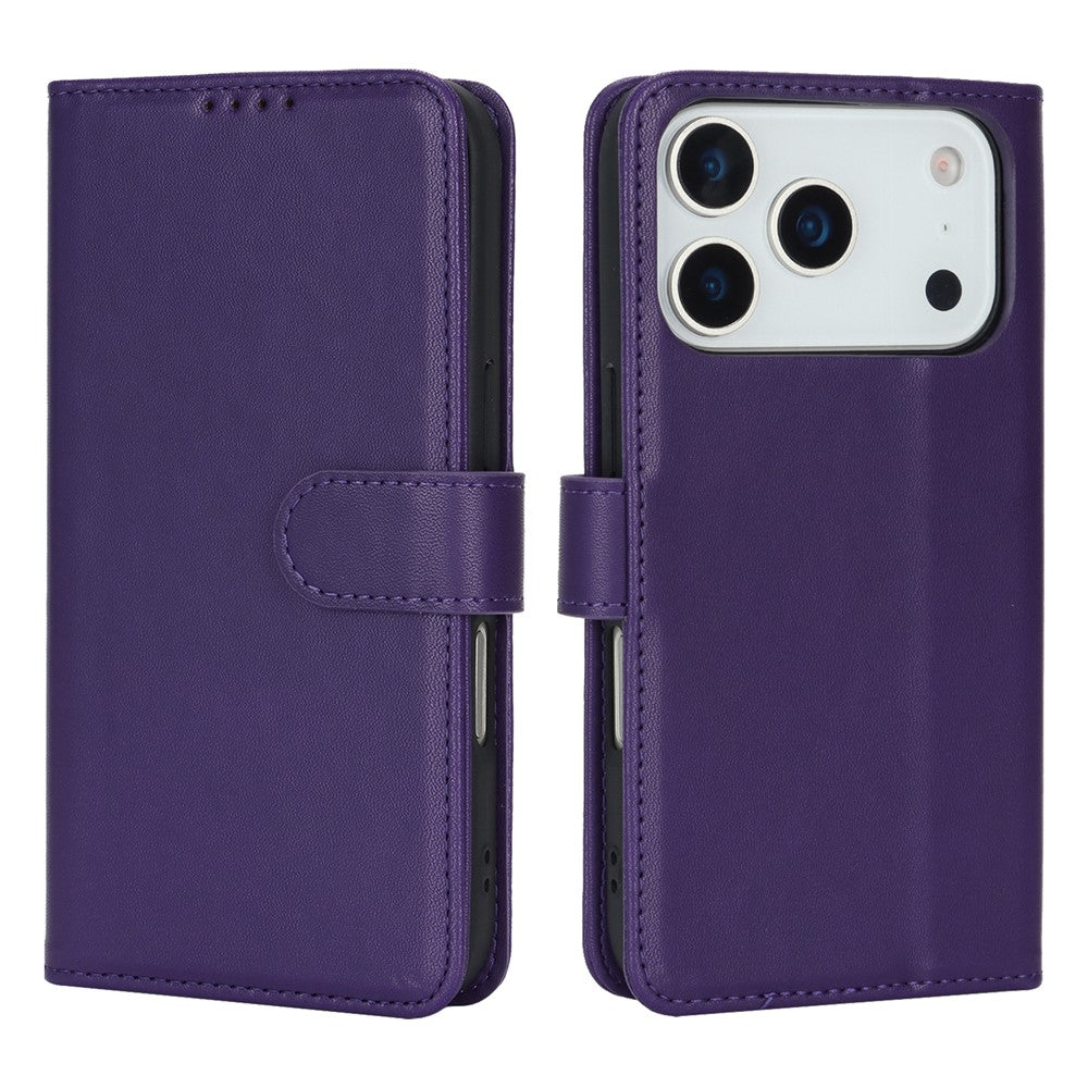 For iPhone 17 Pro Max Stand Case Shockproof Leather Wallet Phone Cover - Dark Purple