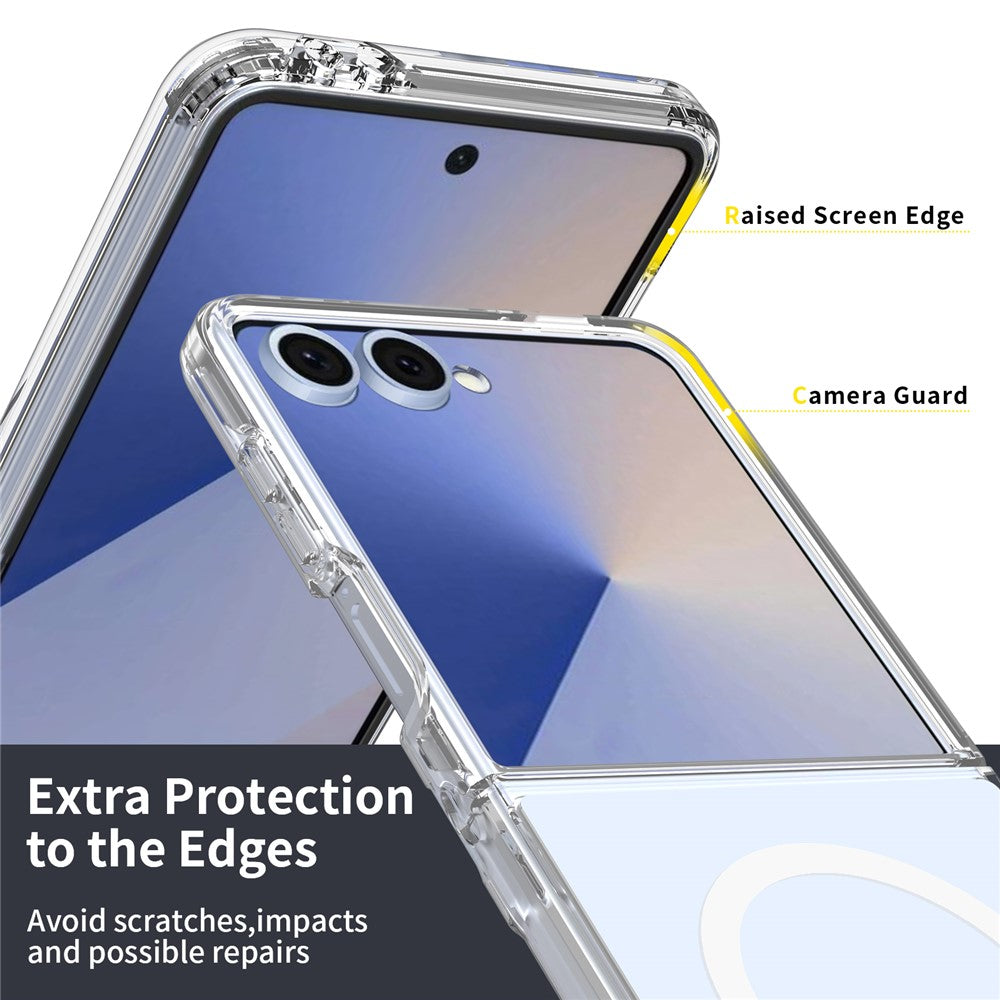 For Samsung Galaxy Z Flip7 5G Magnetic Case Scratch-Resistant TPU + PC Crystal Clear Phone Cover