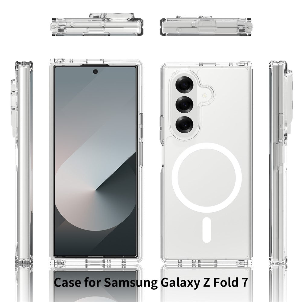 For Samsung Galaxy Z Fold7 5G Magnetic Case Scratch-Resistant TPU + PC Crystal Clear Phone Cover