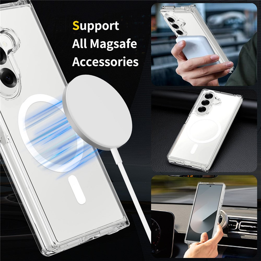 For Samsung Galaxy Z Fold7 5G Magnetic Case Scratch-Resistant TPU + PC Crystal Clear Phone Cover