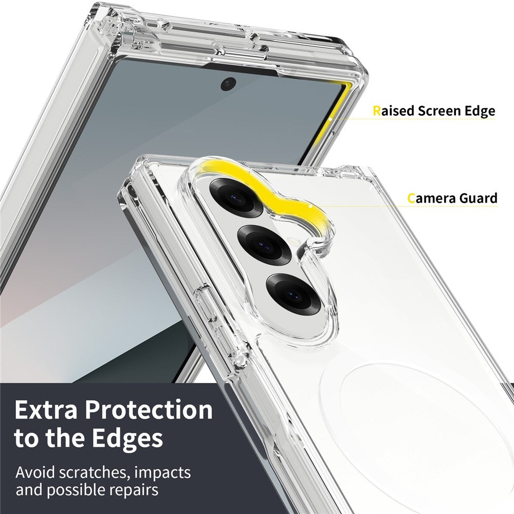 For Samsung Galaxy Z Fold7 5G Magnetic Case Scratch-Resistant TPU + PC Crystal Clear Phone Cover