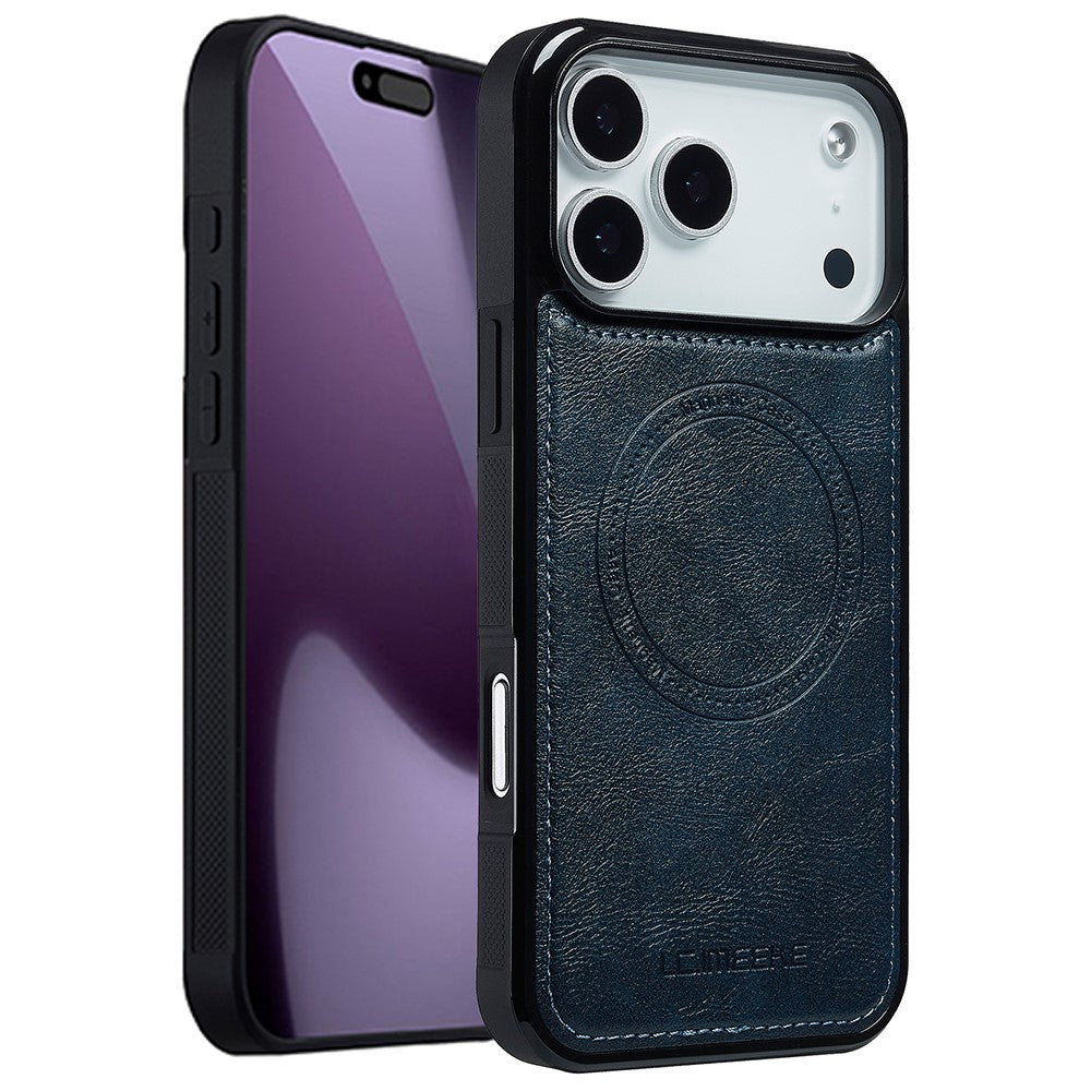 LC.IMEEKE For iPhone 17 Pro Max Magnetic Case Compatible with MagSafe Leather + TPU Back Cover - Blue
