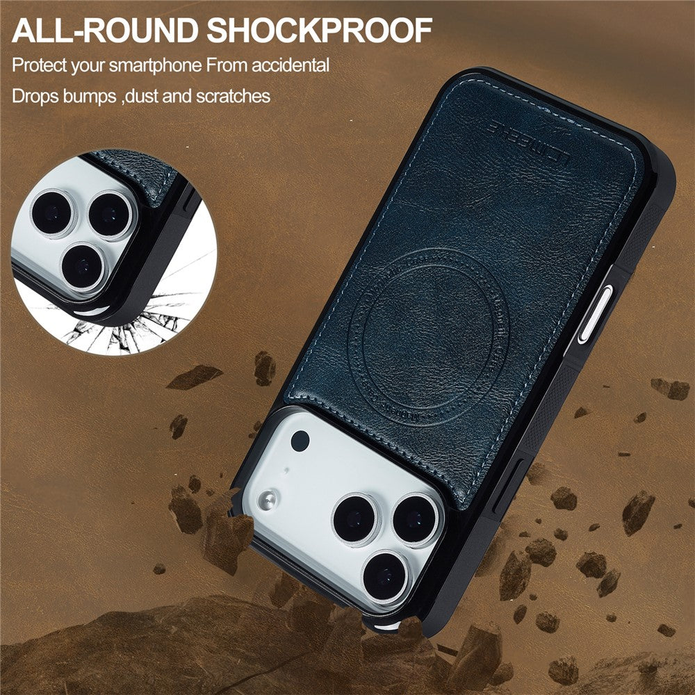LC.IMEEKE For iPhone 17 Pro Max Magnetic Case Compatible with MagSafe Leather + TPU Back Cover - Blue