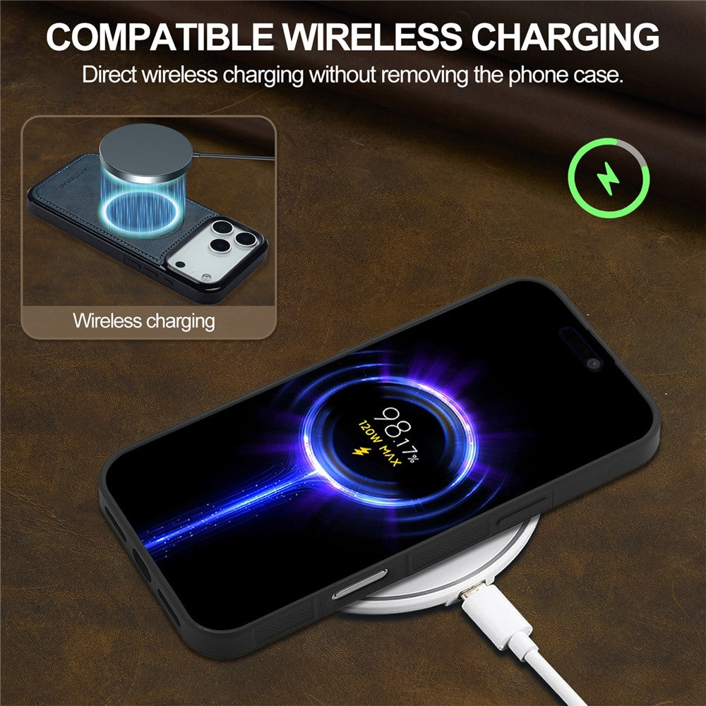 LC.IMEEKE For iPhone 17 Pro Max Magnetic Case Compatible with MagSafe Leather + TPU Back Cover - Blue