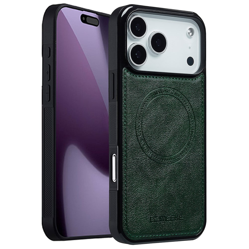 LC.IMEEKE For iPhone 17 Pro Max Magnetic Case Compatible with MagSafe Leather + TPU Back Cover - Green