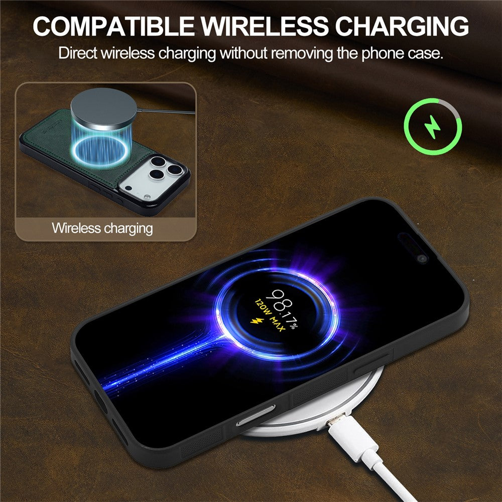 LC.IMEEKE For iPhone 17 Pro Max Magnetic Case Compatible with MagSafe Leather + TPU Back Cover - Green