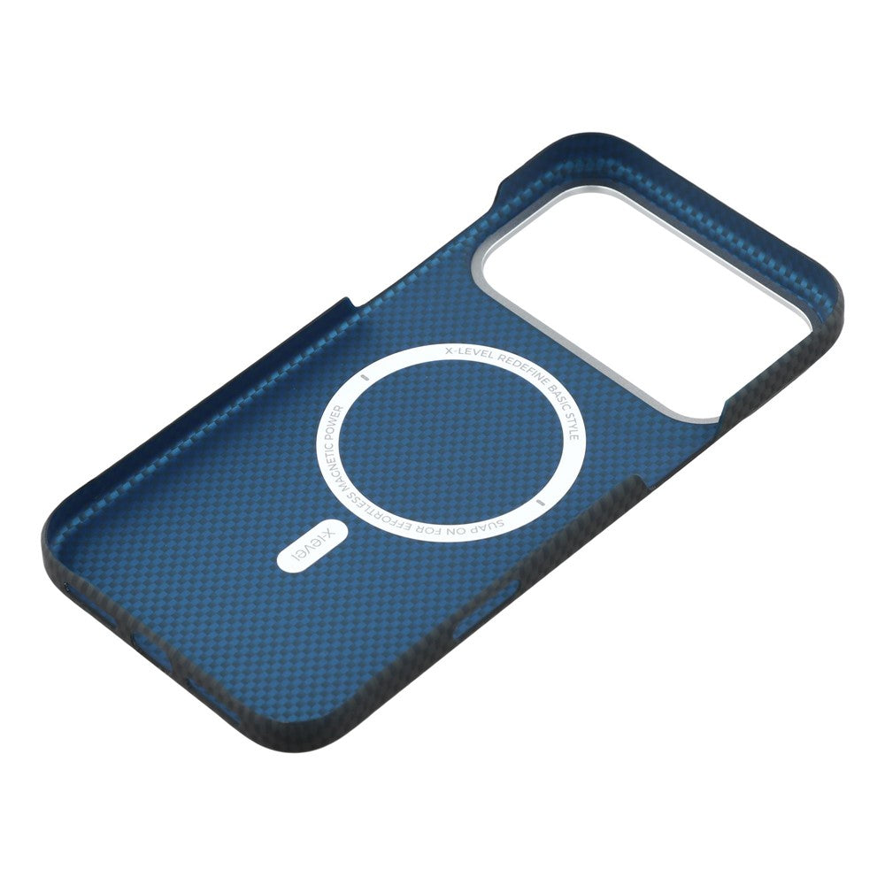 X-LEVEL For iPhone 17 Pro Max Case Compatible with MagSafe Carbon Nanofiber + Metal Lens Frame Phone Cover - Black
