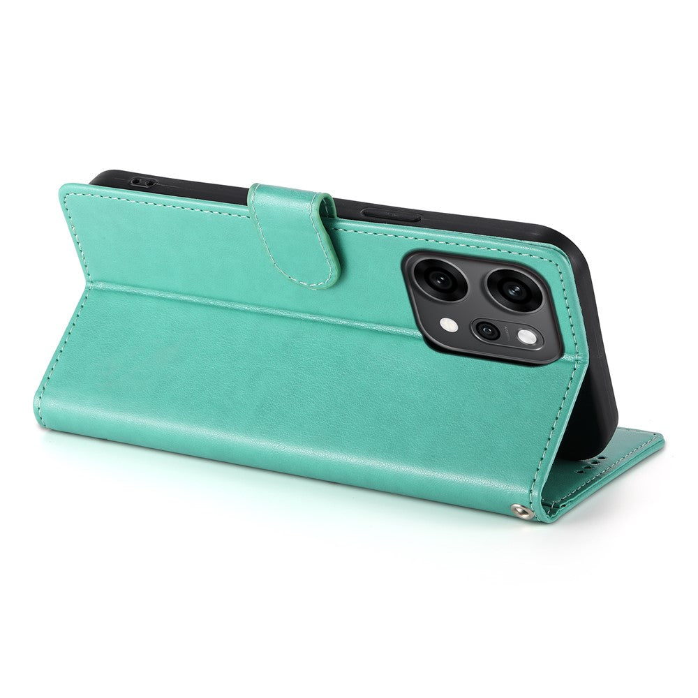 For Oppo Reno14 Pro 5G (Global) Wallet Case Butterfly Floral Imprint PU Leather Phone Cover with Wrist Strap - Green