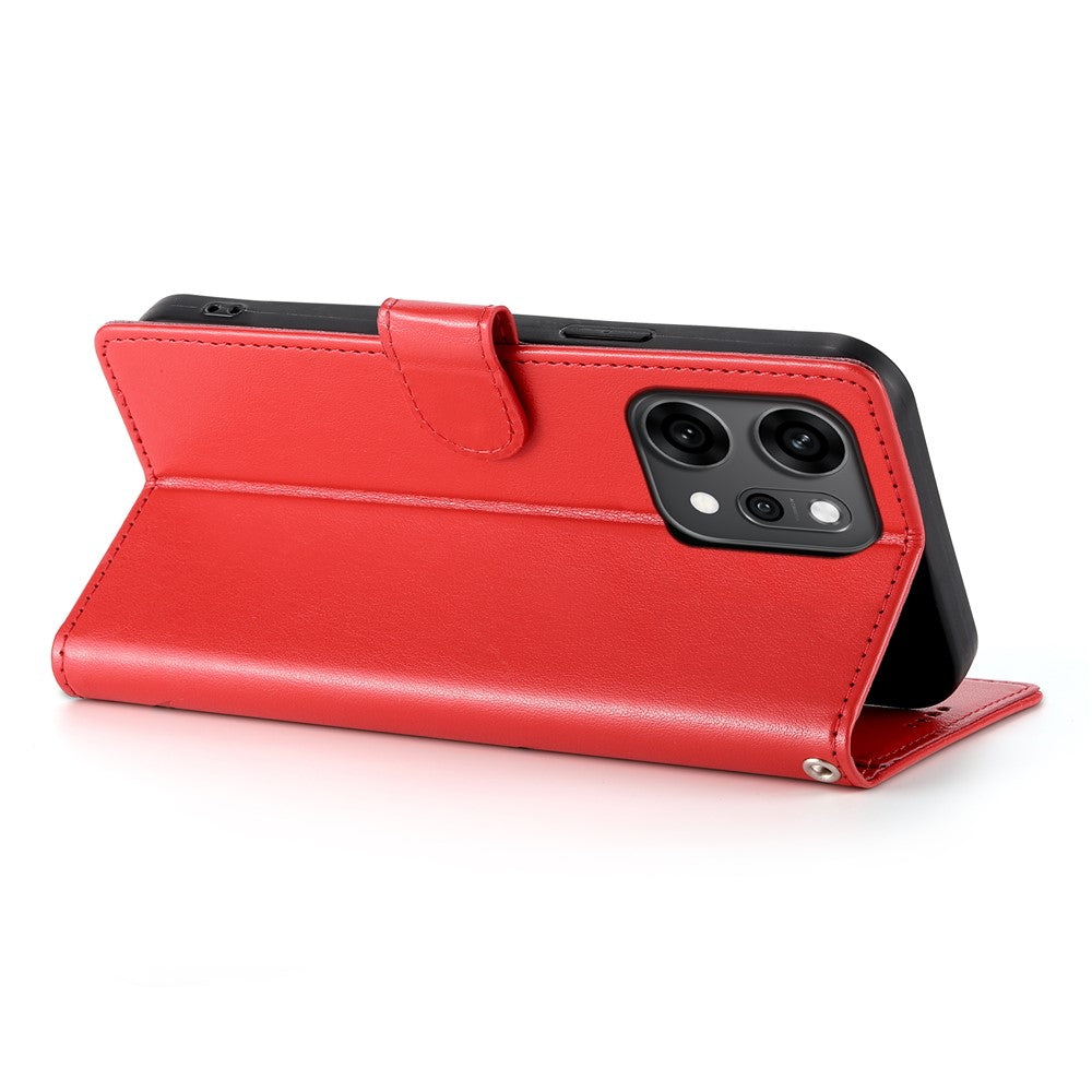 For Oppo Reno14 Pro 5G (Global) Wallet Case Butterfly Floral Imprint PU Leather Phone Cover with Wrist Strap - Red