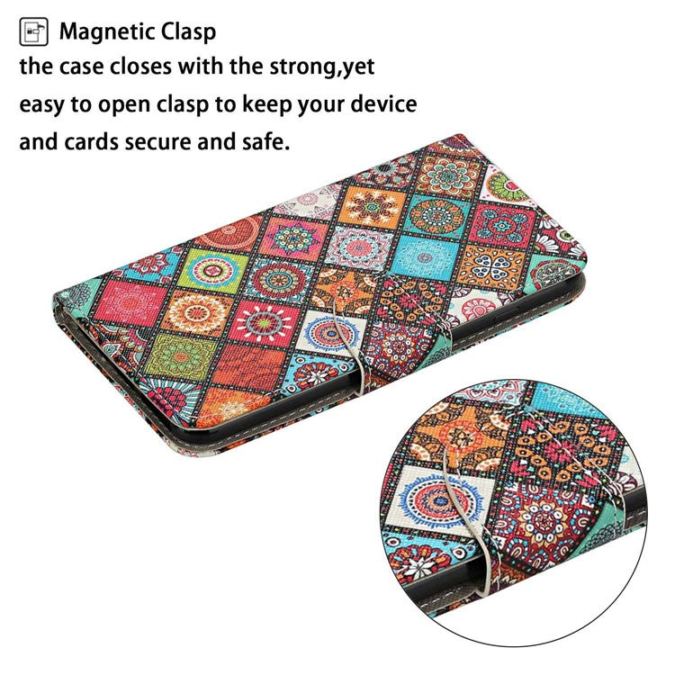 For Samsung Galaxy A14 5G / 4G Cross Texture PU Leather Flip Stand Case Wallet Phone Cover with Strap - Ethnic Style