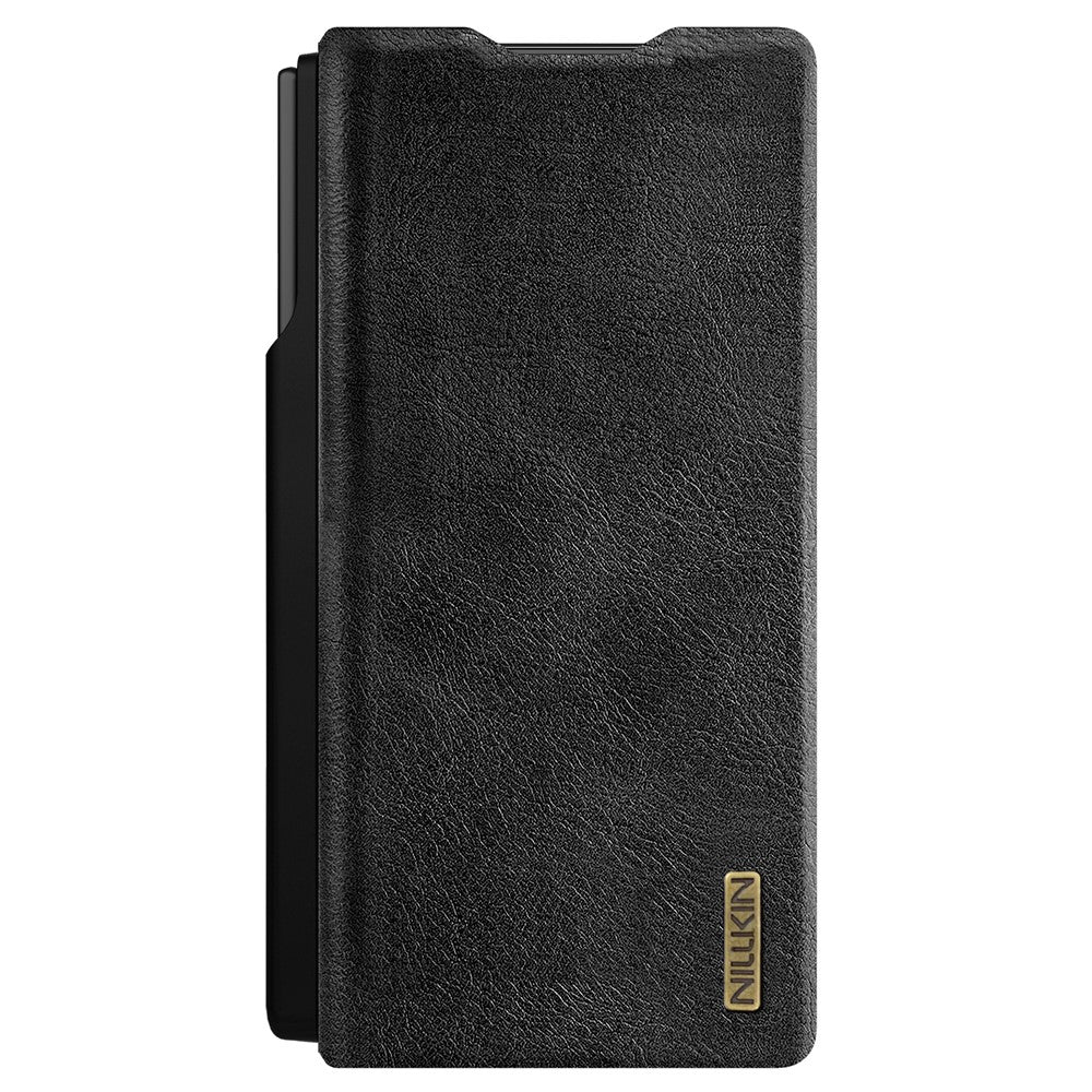 NILLKIN Qin Pro Series for Samsung Galaxy Z Fold7 5G Case with Card Slots Leather Phone Cover with Stylus - Black