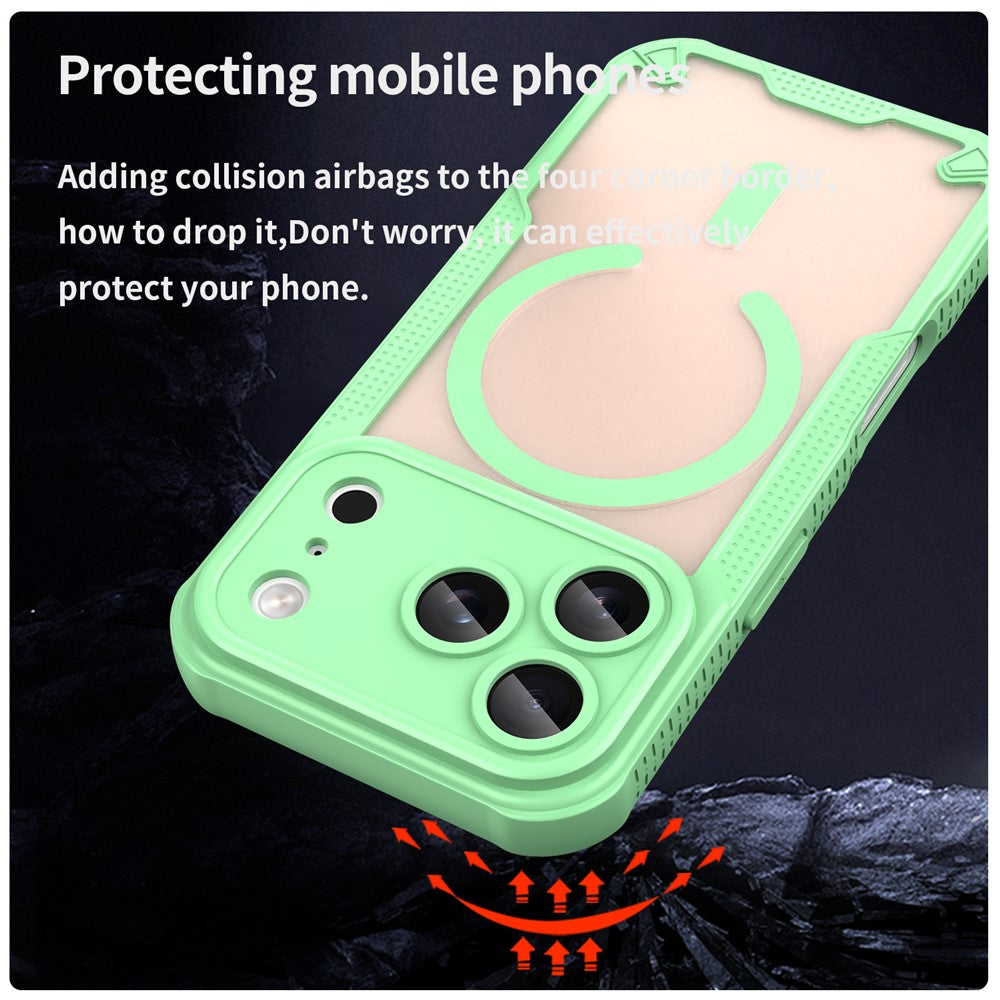For iPhone 17 Pro Max Magnetic Case Compatible with MagSafe TPU + PC Phone Back Cover - Green