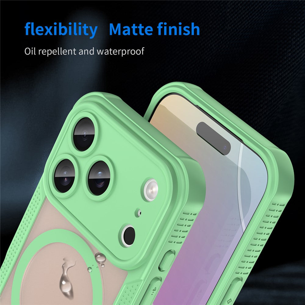 For iPhone 17 Pro Max Magnetic Case Compatible with MagSafe TPU + PC Phone Back Cover - Green