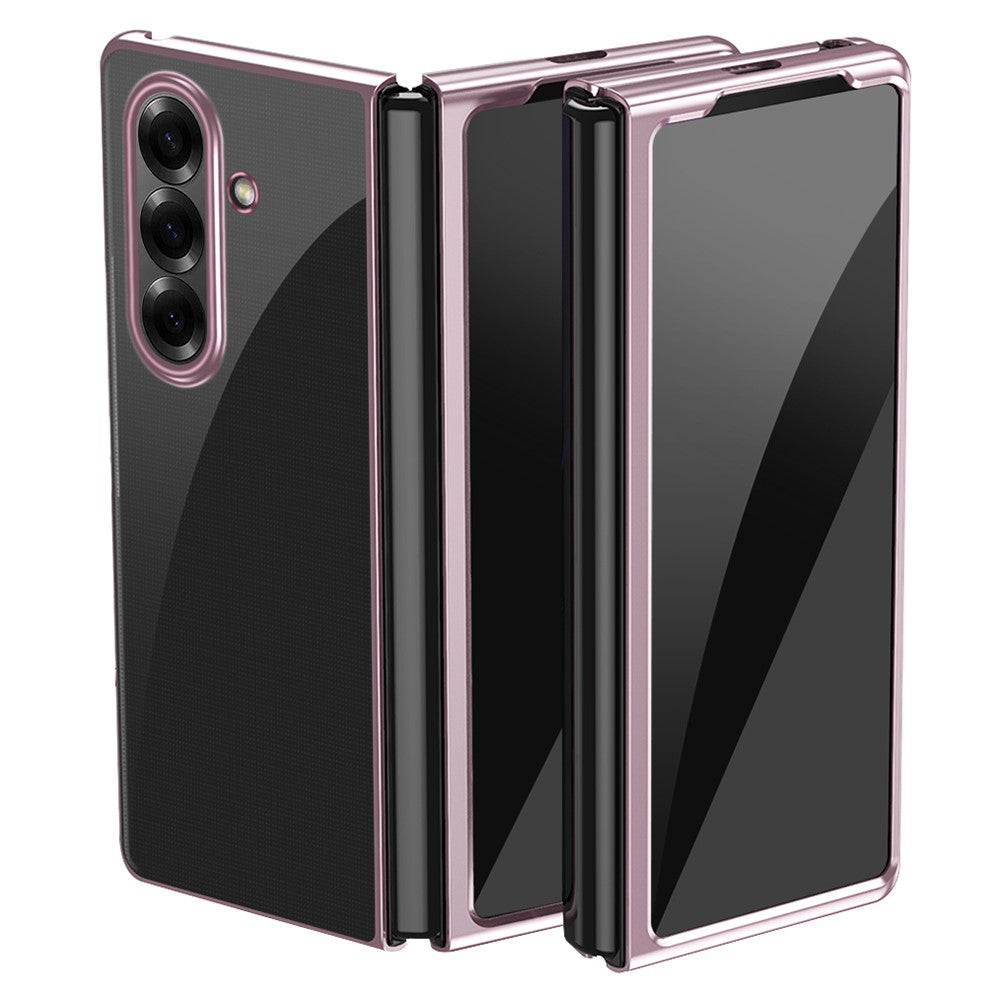 For Samsung Galaxy Z Fold7 5G Case Clear PC Electroplating Hard Phone Cover - Rose Gold