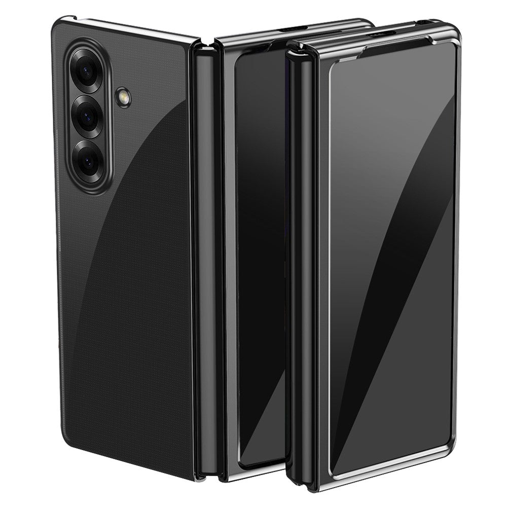 For Samsung Galaxy Z Fold7 5G Case Clear PC Electroplating Hard Phone Cover - Black