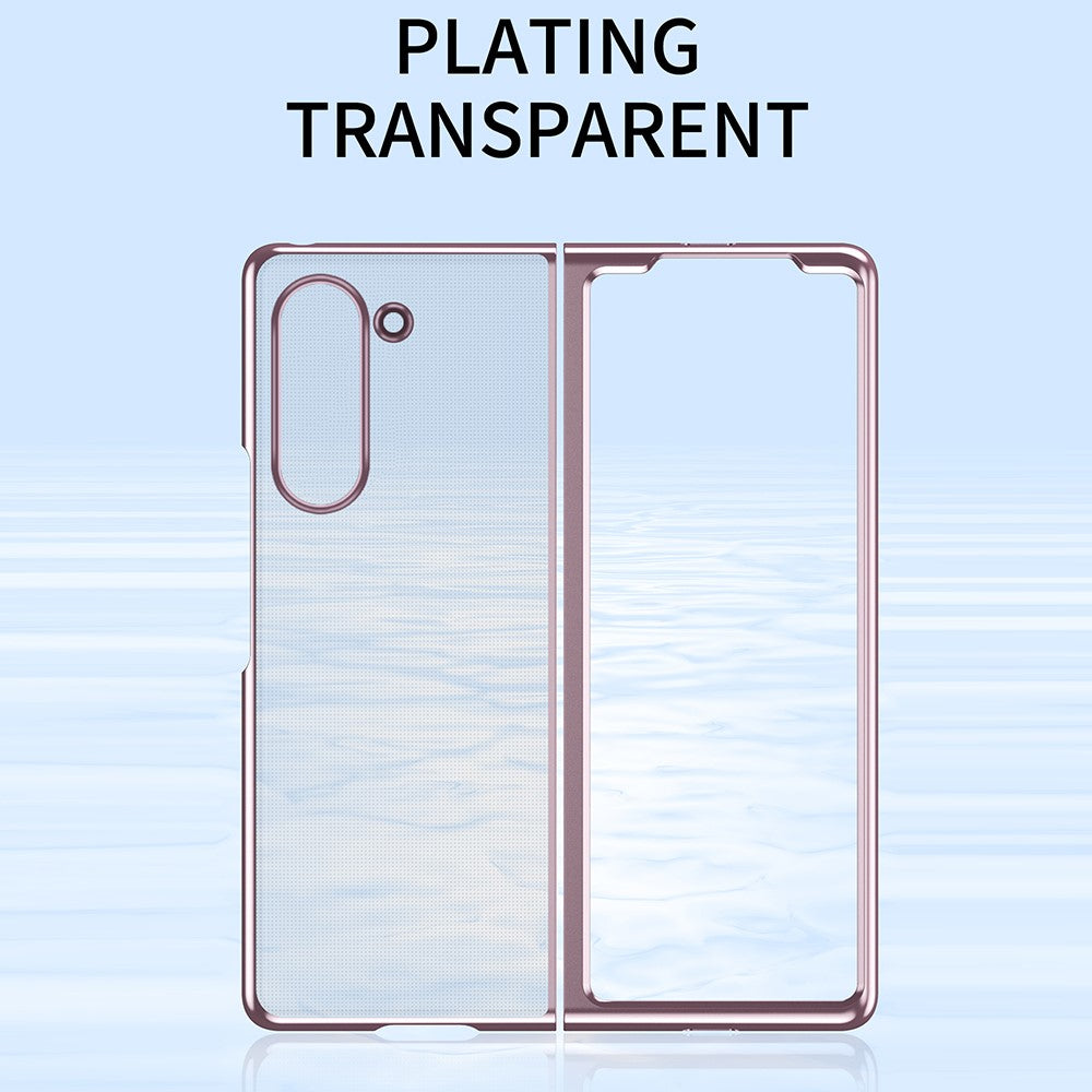 For Samsung Galaxy Z Fold7 5G Case Clear PC Electroplating Hard Phone Cover - Black