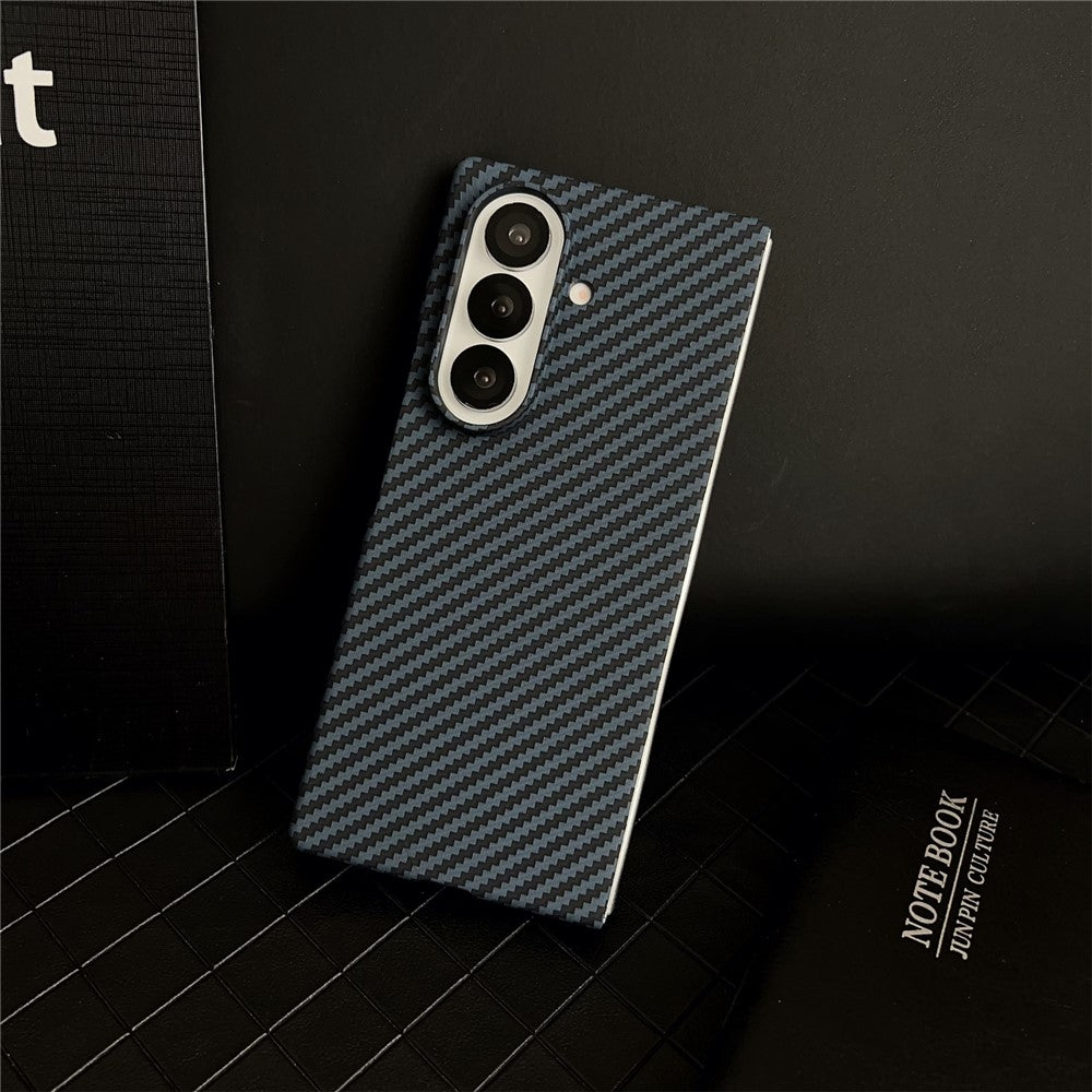 For Samsung Galaxy Z Fold7 5G Magnetic Case Carbon Fiber Texture PC Phone Cover with Screen Protector - Blue