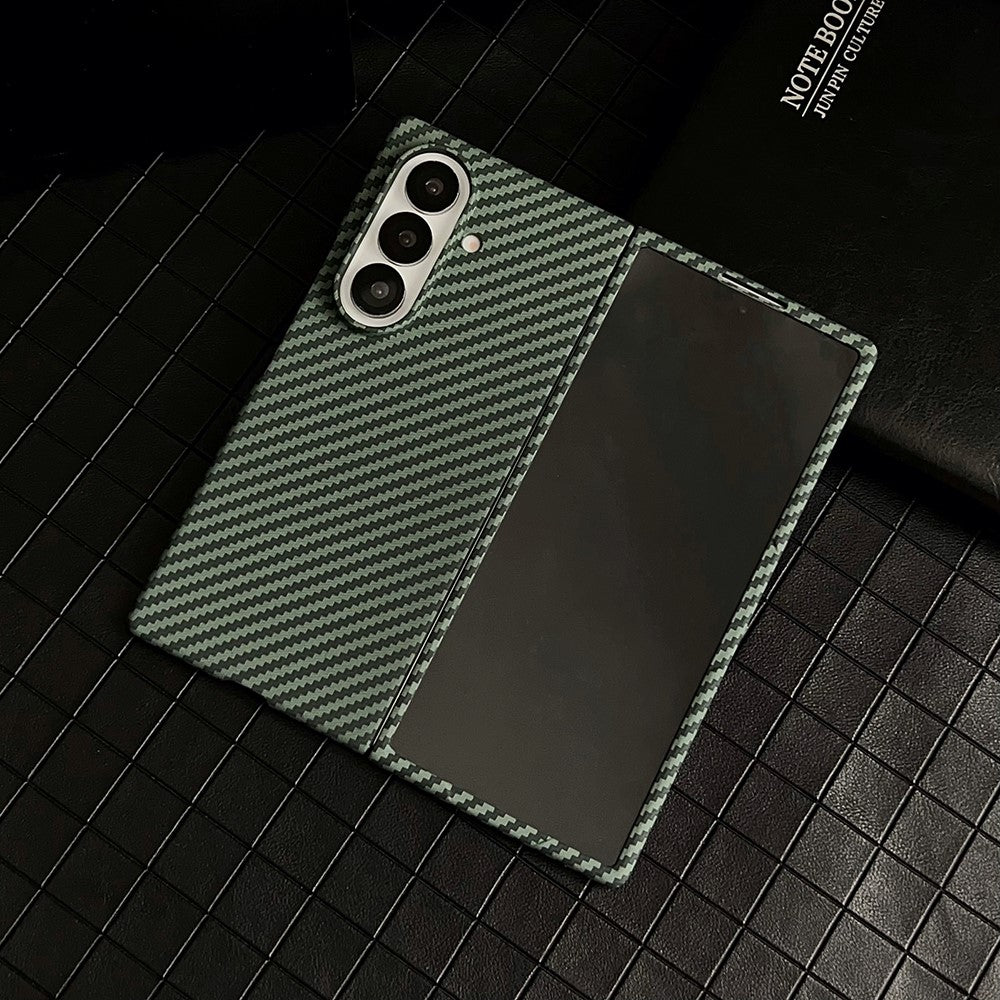 For Samsung Galaxy Z Fold7 5G Magnetic Case Carbon Fiber Texture PC Phone Cover with Screen Protector - Blue