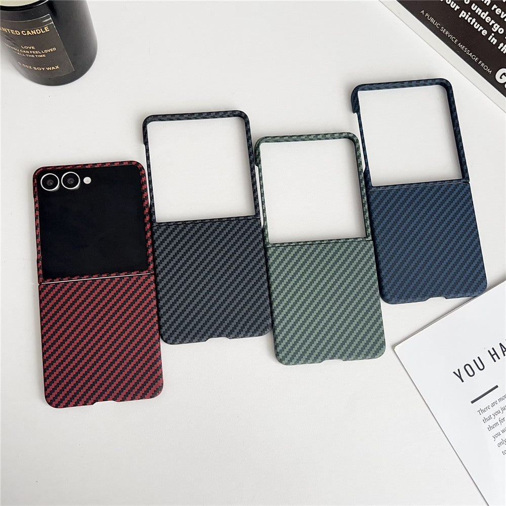 For Samsung Galaxy Z Flip7 5G Magnetic Case Carbon Fiber Texture Slim Shockproof PC Phone Cover - Blue