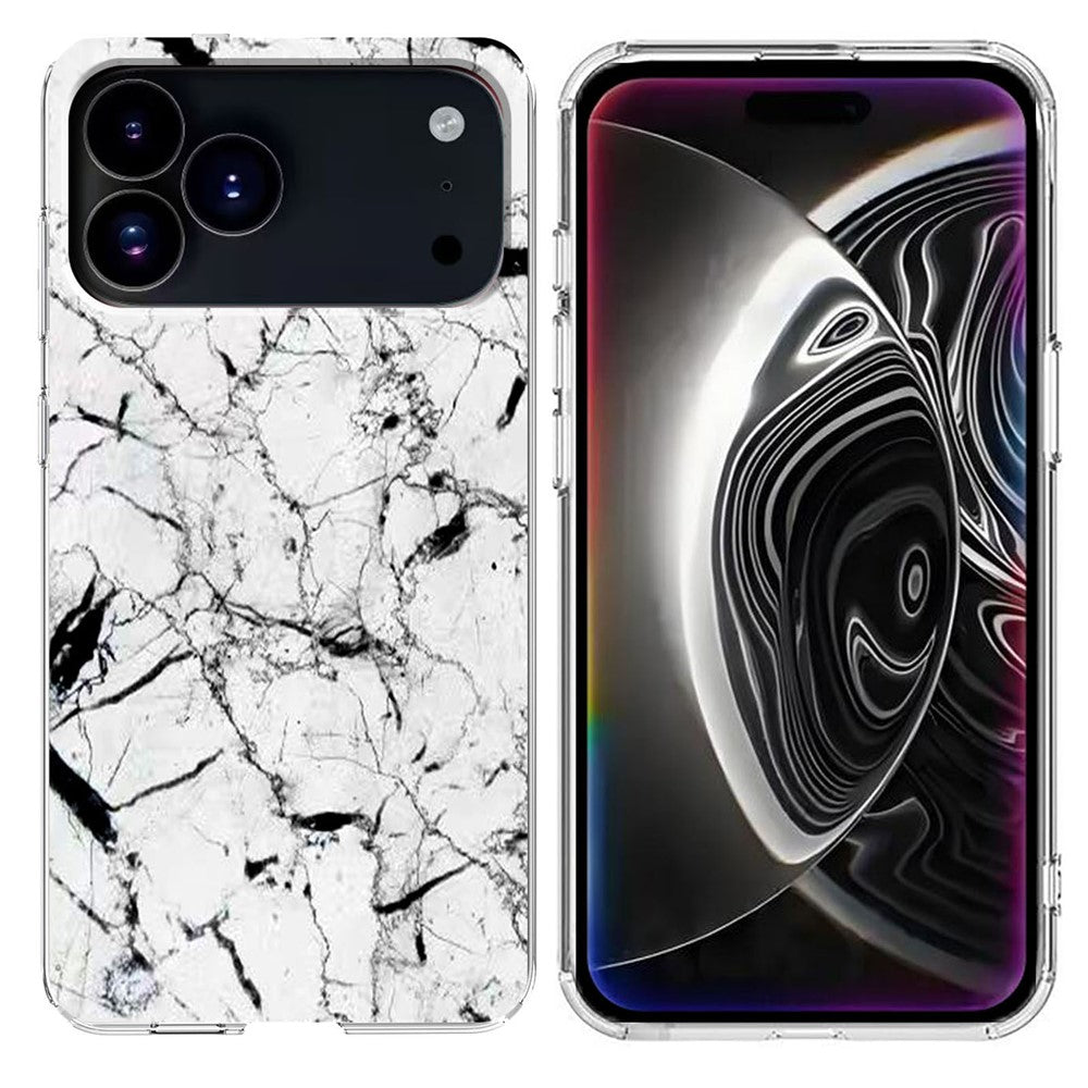 For iPhone 17 Pro Max Case Marble Pattern Printing Soft TPU Phone Cover - White