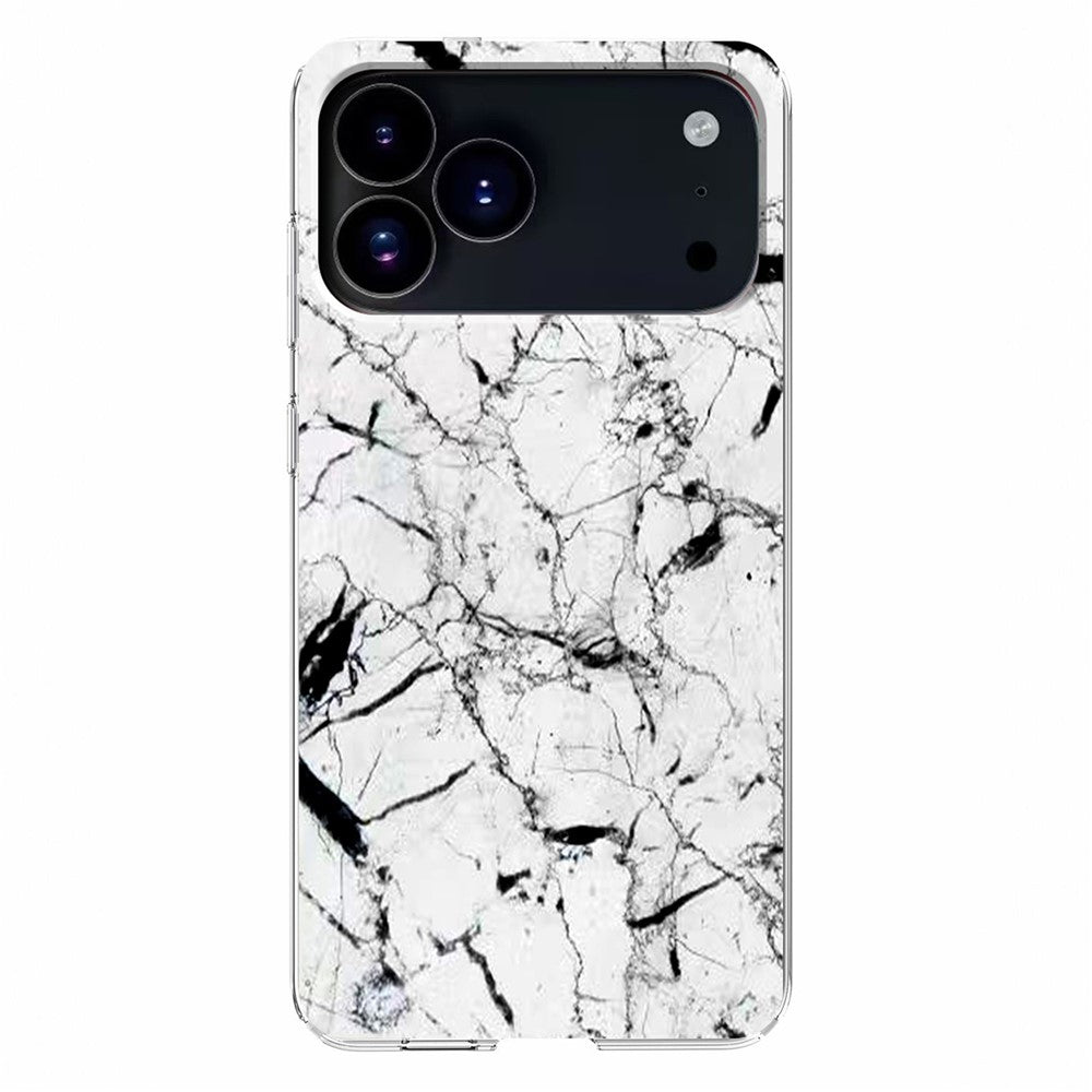 For iPhone 17 Pro Max Case Marble Pattern Printing Soft TPU Phone Cover - White